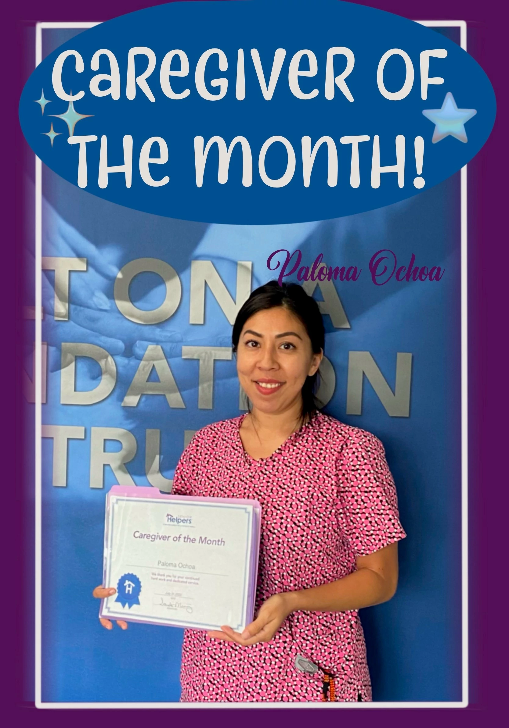 Meet our July caregiver of the month, Paloma! Congratulations and thank you for all that you do for Senior Helpers of South OC!