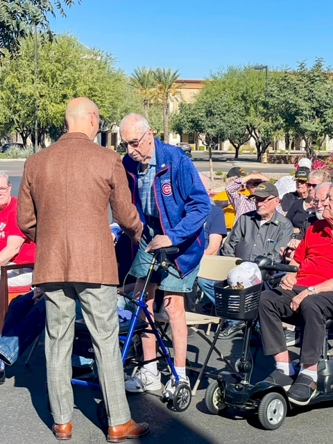 Proudly pinning gratitude on our brave veterans at Verena at Gilbert! ️✨ It’s an honor to recognize and celebrate their service. Today, and every day, we salute you.