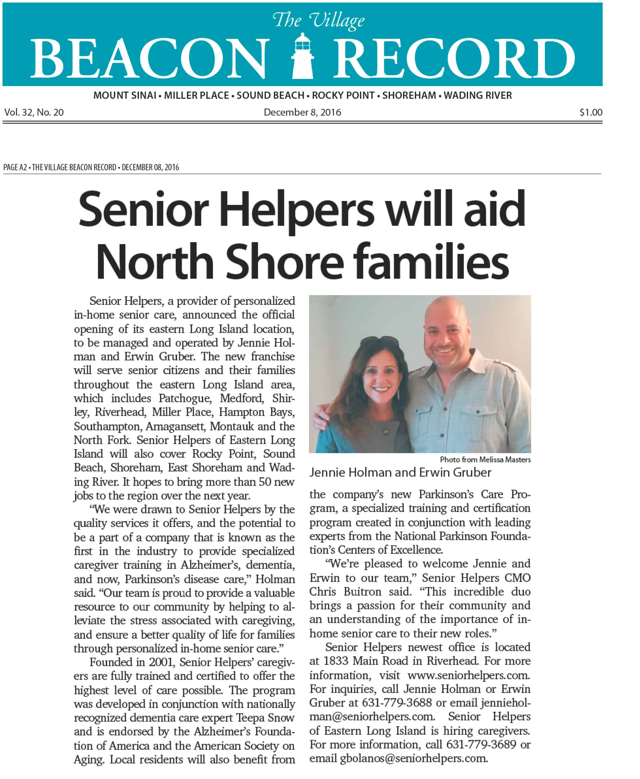 Senior Helpers will aid North Shore families