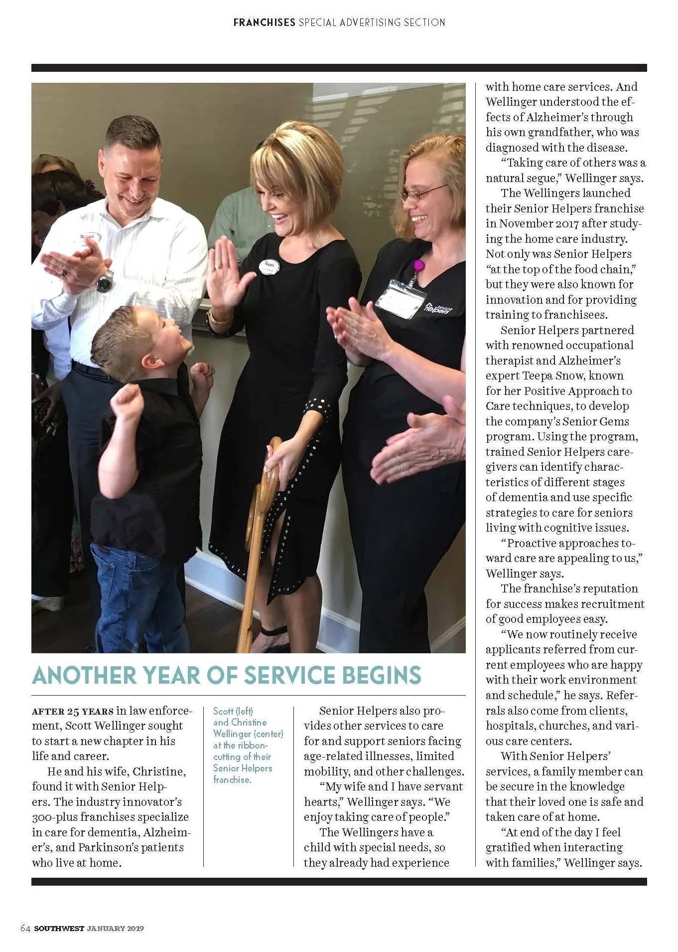 Senior Helpers of Hilton Head Beaufort appears in Southwest Airlines magazine