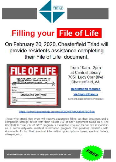 Join us for Filling your file of Life on February 20, 2020