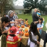 Pumpkin decorating at the local assisted living facility