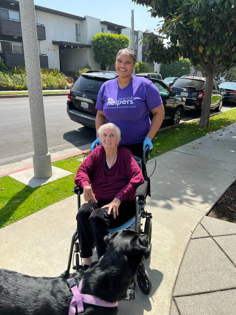 At Senior Helpers, we believe in improving the Quality of Life for each one of our clients including their fur babies. Meet Mary, Adriyanna, and Lollipop who are taking a stroll around the neighborhood to enjoy the California sunshine and fresh air.