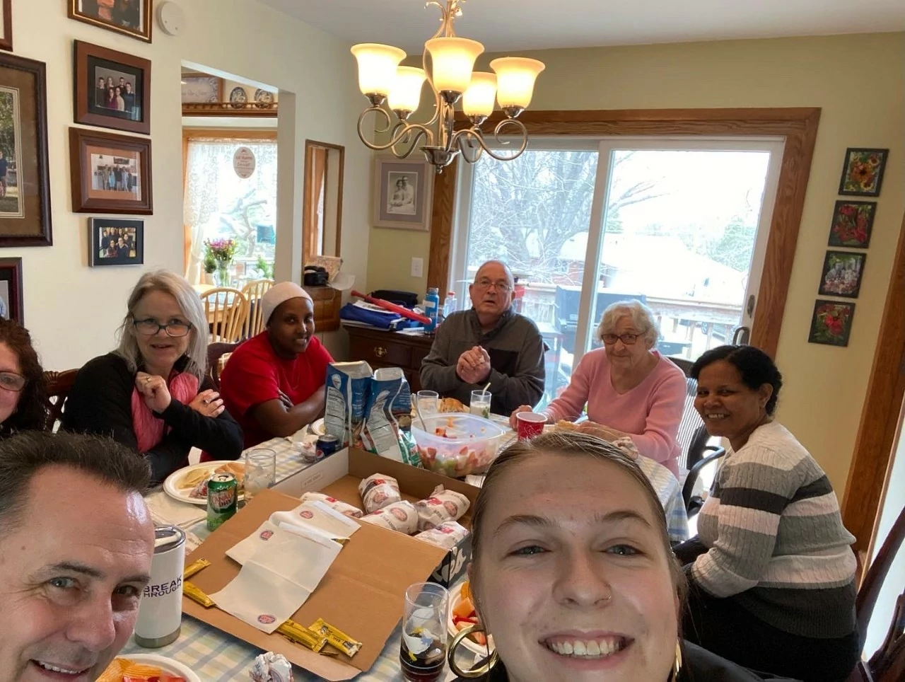 Senior Helpers Roseville brought over lunch for Carol's birthday in April. Our owner, office manager, client services coordinator, nurse, and caregivers had a great time chatting with their family!