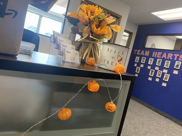 We decorated our office for fall. Stop by if you are in the area to chat or steal some chocolate!