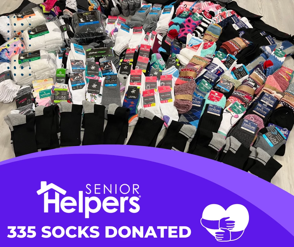 Last month Our Caregivers and Members of our Community helped donate 335 Pairs of Socks to our local Salvation Army!