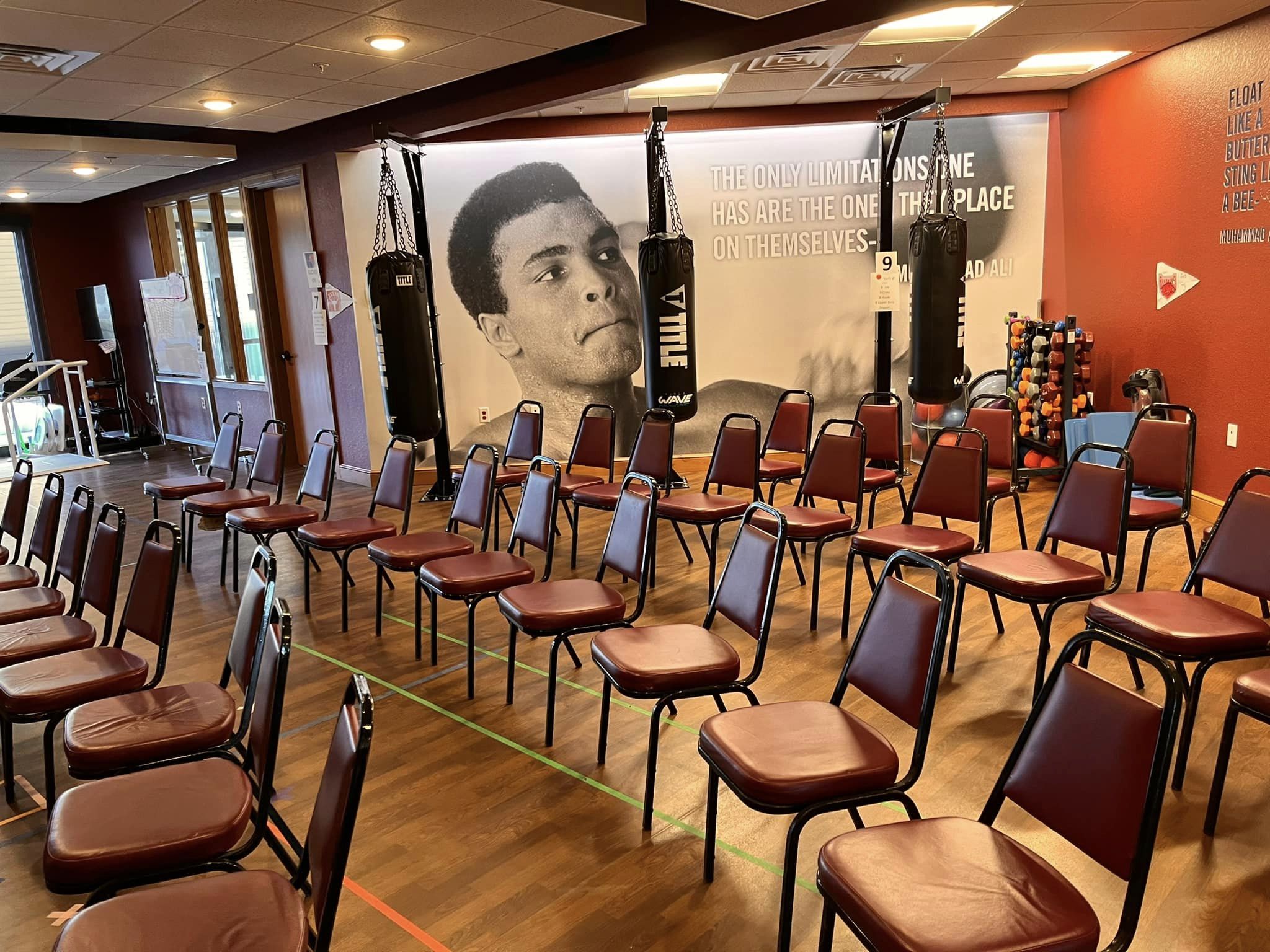 The Lodge hosts the Rock Steady Boxing Program for those with Parkinson's.  They have a beautiful workout room at The Lodge, and it was used for presentations at the event!