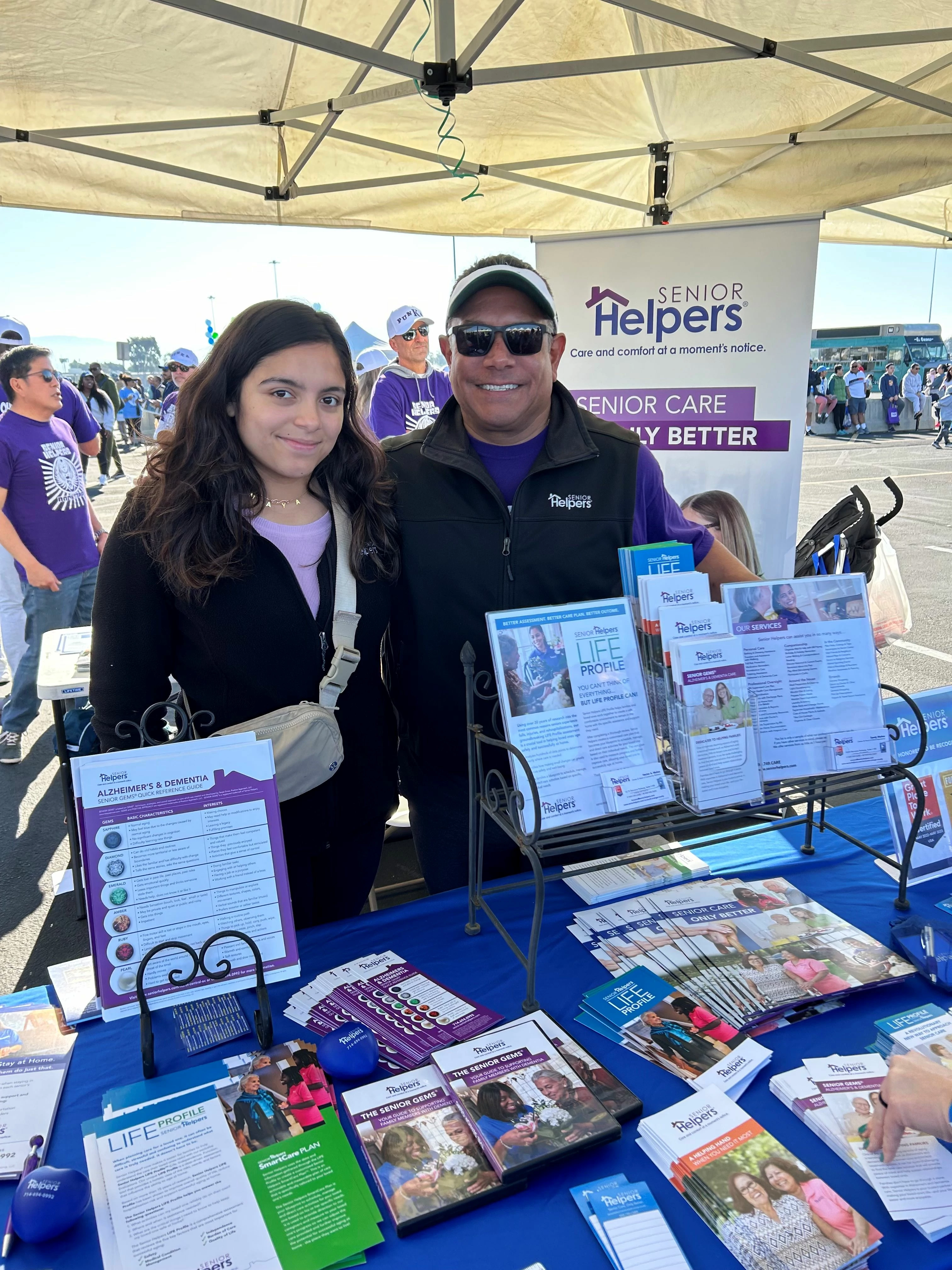 Another strong Senior Helpers showing at the Alz OC Walk. Working together we will ultimately find a cure for Alzheimer’s and Dementia. Here we are with renowned Cognitive Disease expert Dr. Dung Trinh, Senior Helpers of South OC Office Assistant Maya Munoz, and the rest of the Senior Helpers team from Orange County.