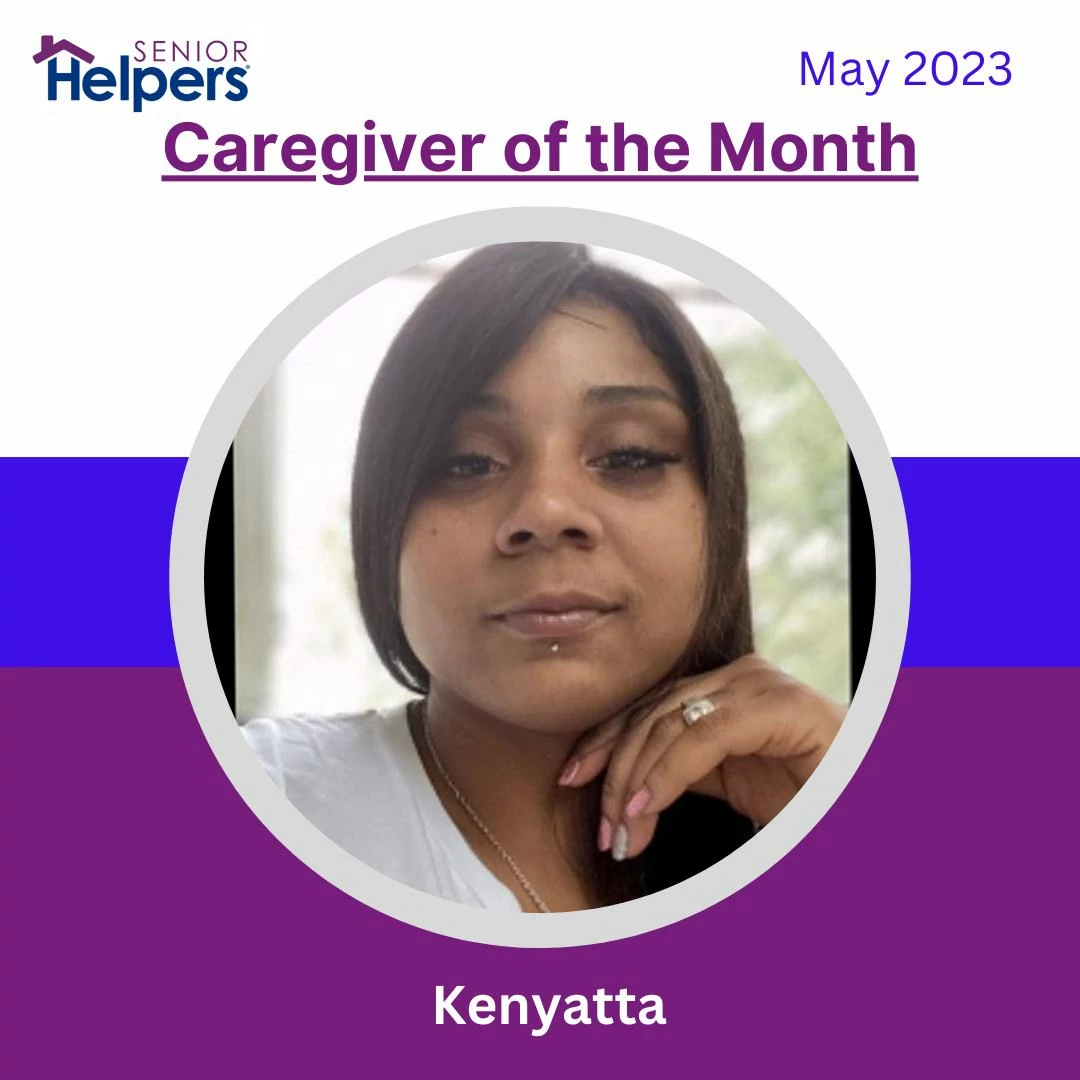 This is Kenyatta, our May 2023 Caregiver of the Month. She is always willing to help and work with multiple clients. We appreciate you! Kenyatta enjoys being with her kids, visiting her mom, and being with family around the holidays. Congratulations Kenyatta!