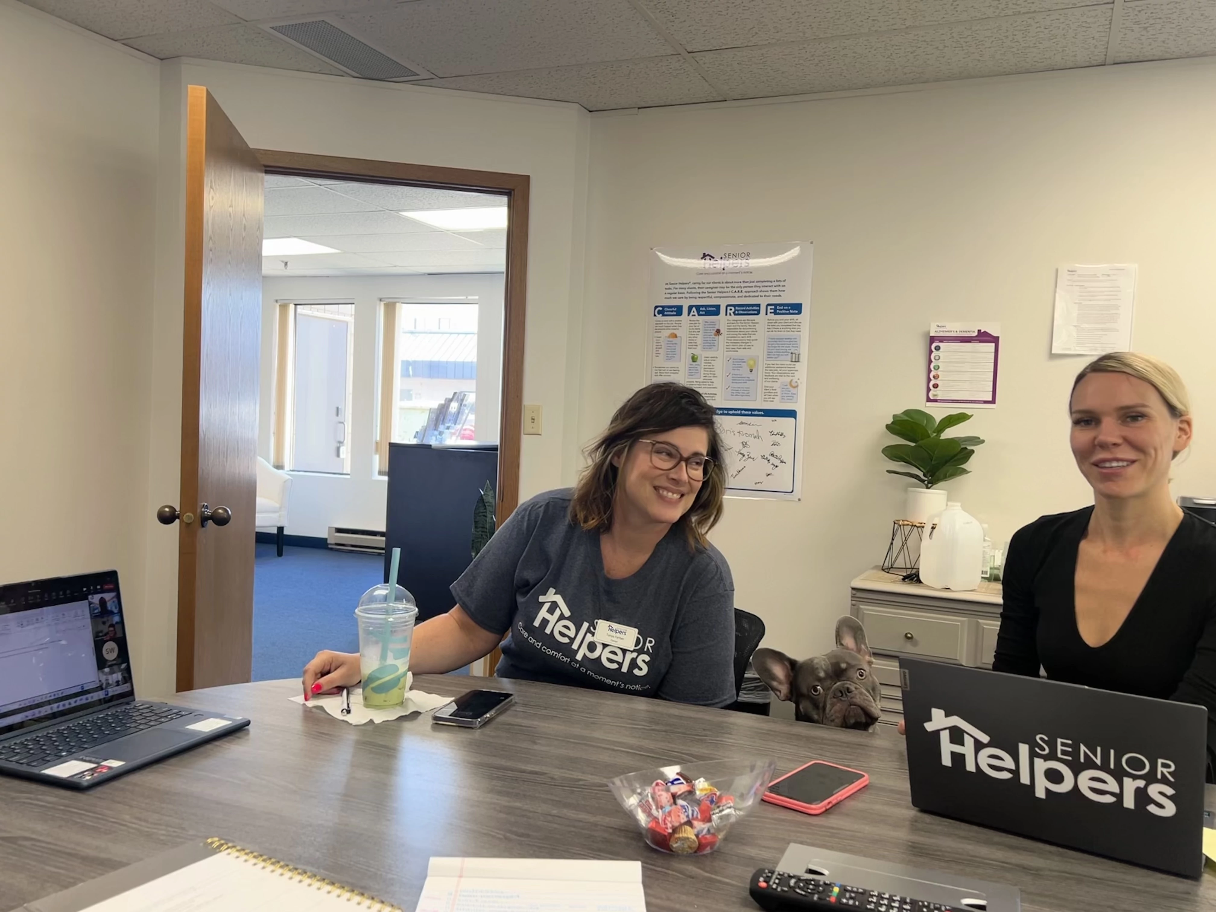 Tanya and Emily enjoying some laughs in the Senior Helpers Edina office!