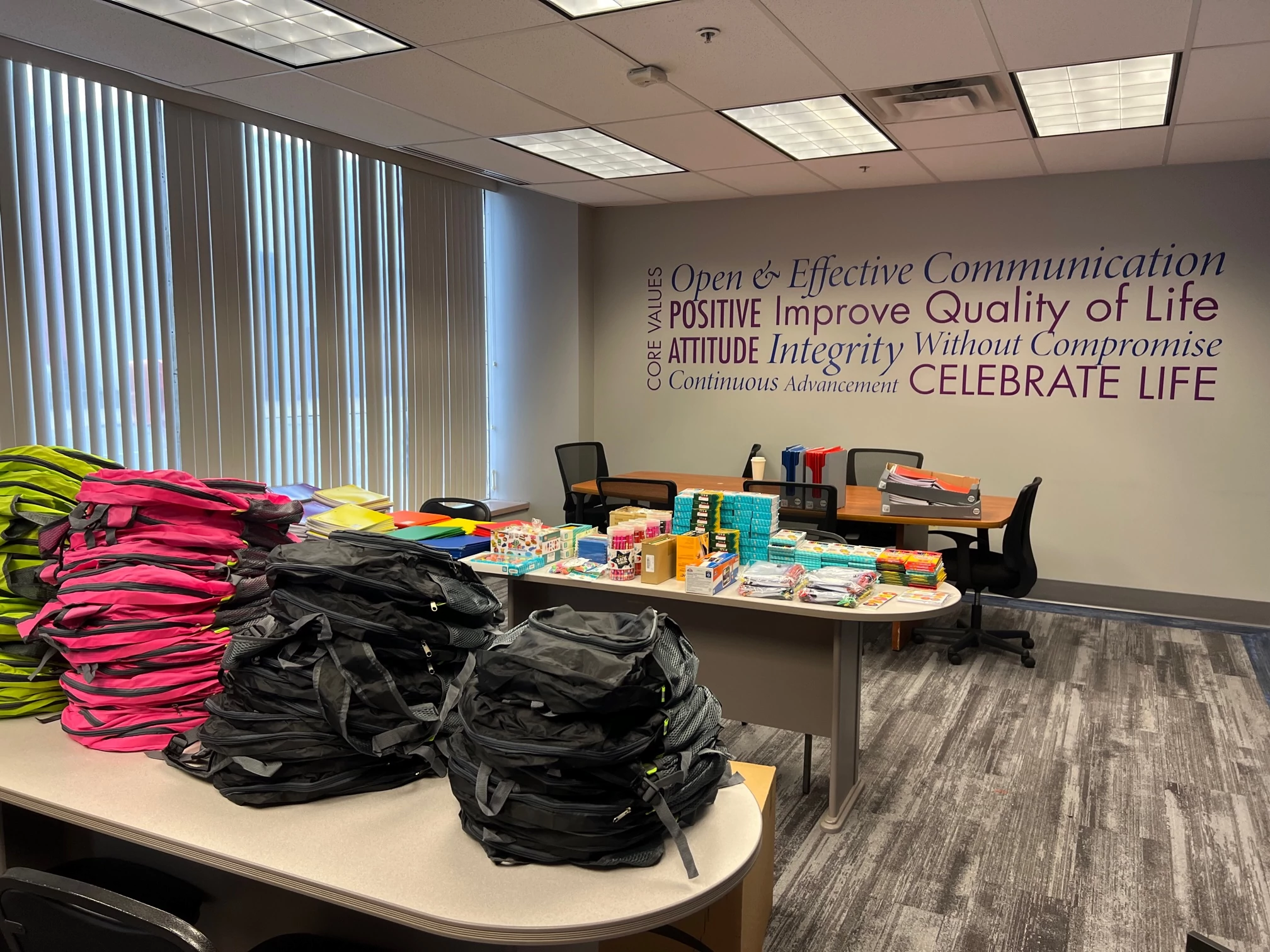 Our Erie Office has given away roughly 200 Back-to-School Backpacks to our caregivers and their families.  These photos show just some of the 