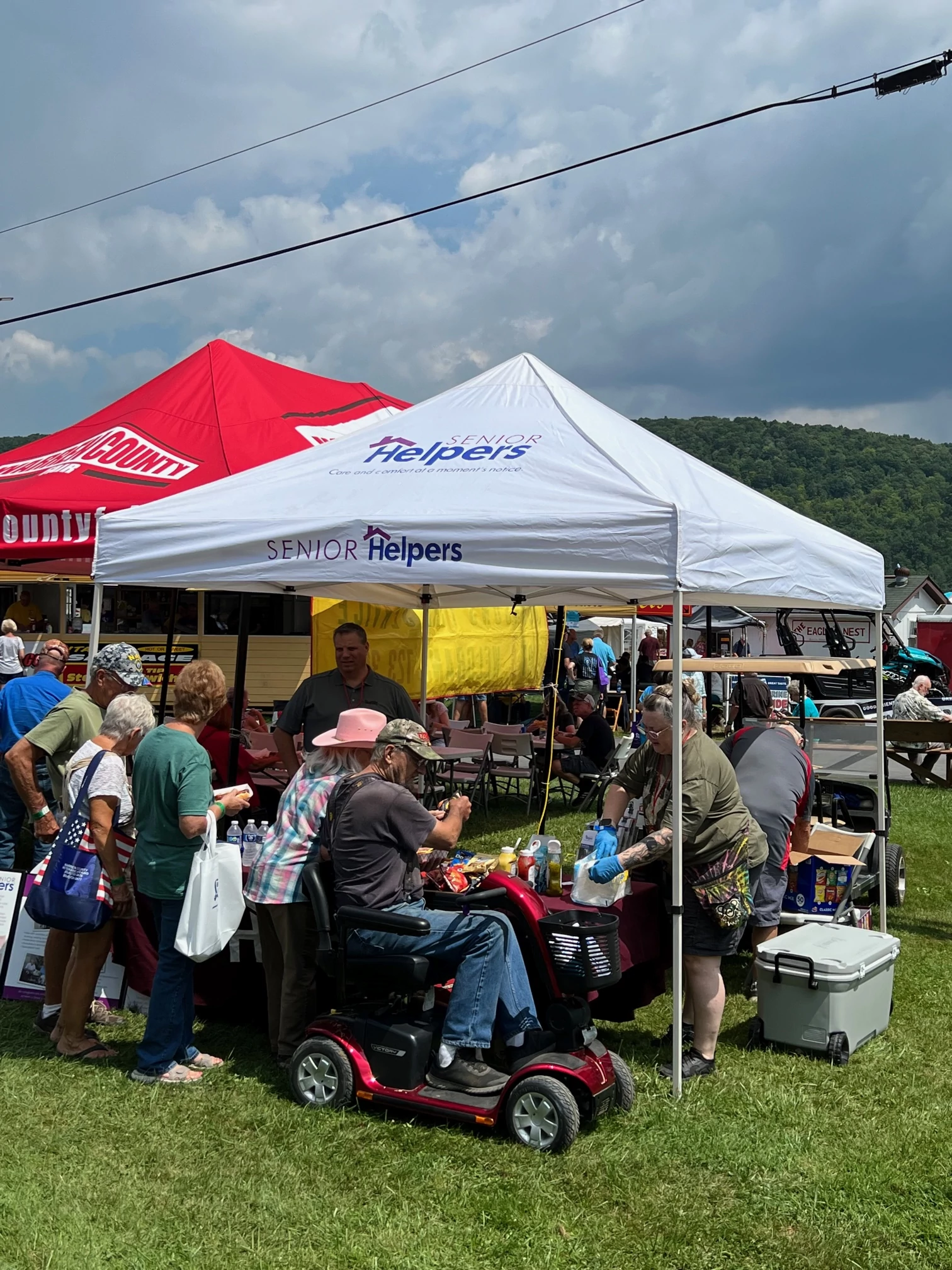 These are from August 9th at our Warren County Fair in Pittsfield, PA, during the Veteran's Ceremony that our Senior Helpers sponsored.  We had an hour ceremony with singing, speakers, blessings/prayers, and the Missing Mans Table.  We also handed out FREE Hot Dogs, Snacks, and Water to our veterans.
