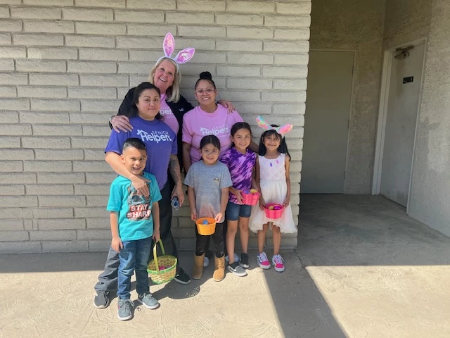 Easter egg hunt with caregivers and their children