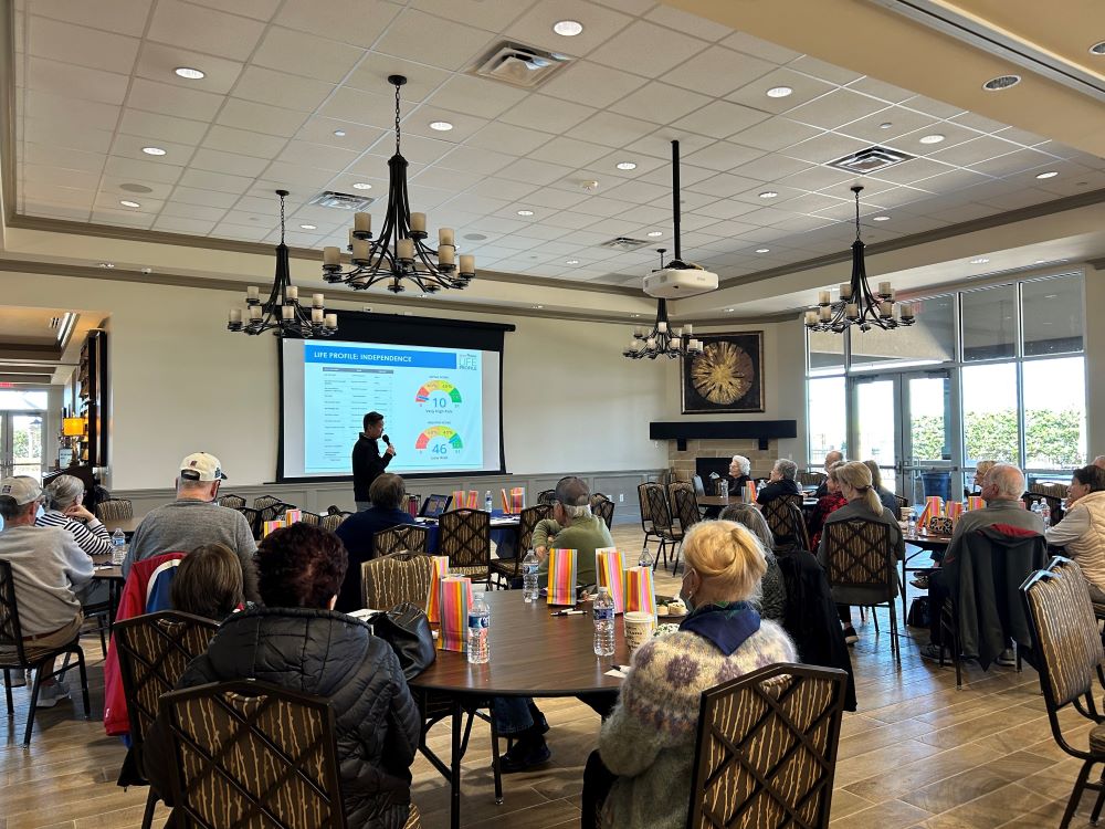 Lunch and Learn! We had good conversations with the residents, and presented what outcomes are necessary for residents to successfully age in place, the topic of dementia, and the launch of our new flexHome program.
