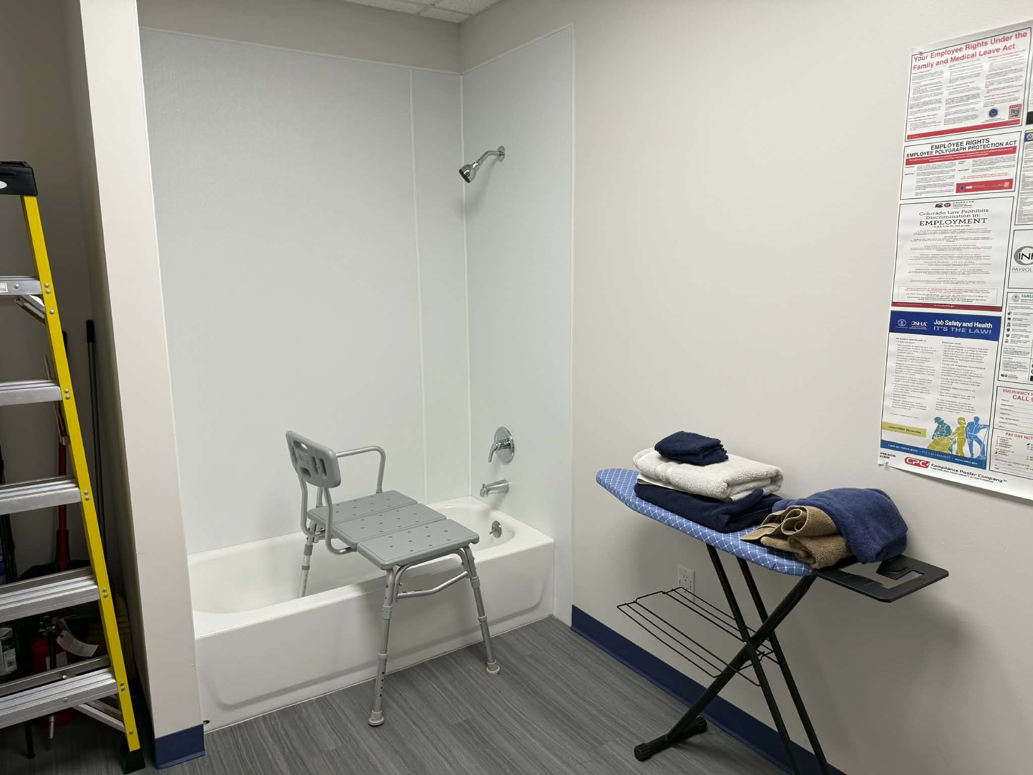 Bathroom with appropriate DME enabling our caregivers to learn proper personal care safety procedures.